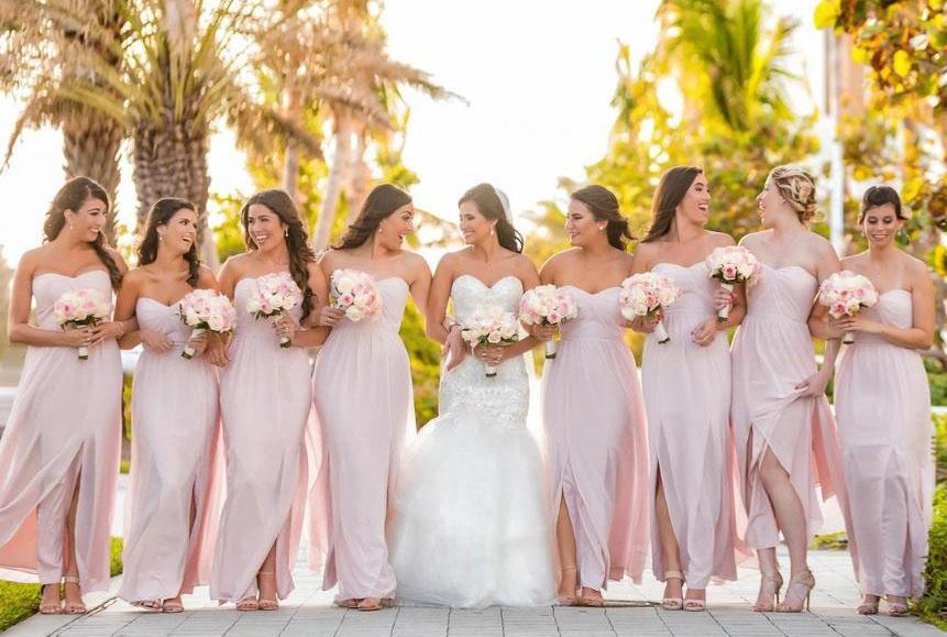 Blush Bridesmaid Gowns - Dessy Real Wedding - Photography by Mario Munoz